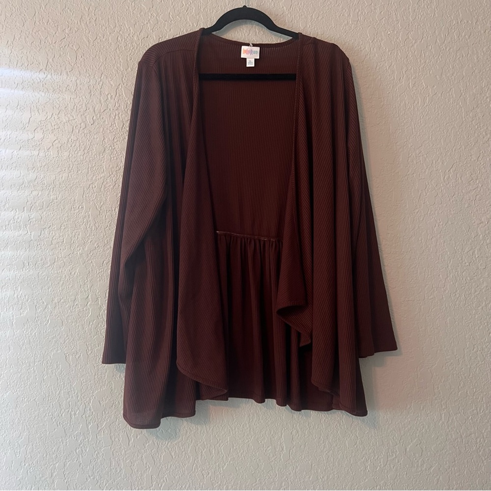 Lularoe Shirley XLarge Kimono Open Cardigan Solid Textured BROWN #157